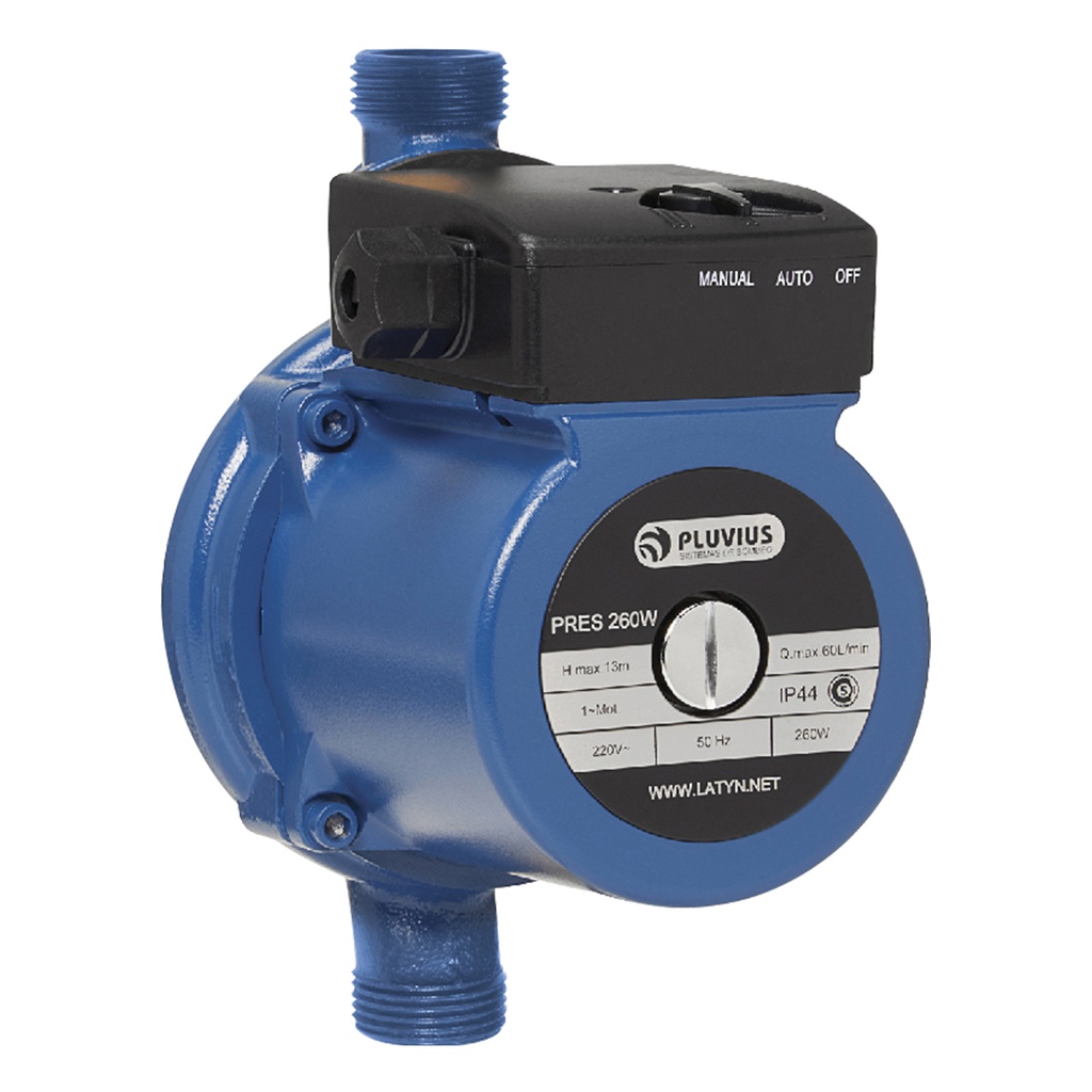 BOMBA PRESURIZADORA PLUVIUS MODELO PRES 260W HASTA 3 CONSUMOS - TANQUE ELEVADO