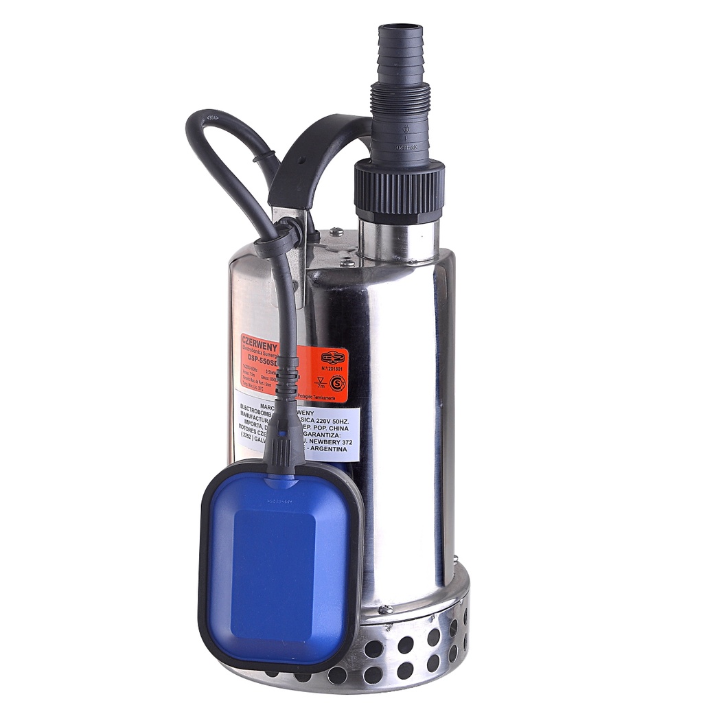 BOMBA SUMERGIBLE DE DRENAJE CZERWENY MODELO DSP-350S - 0,5 HP - PARA AGUAS PLUVIALES - 220V