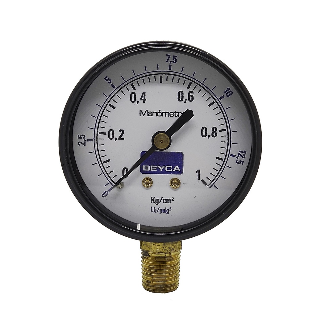 MANÓMETRO BEYCA 63MM ESTANDAR 0-1KG ROSCA INF. 1/4 BSPT