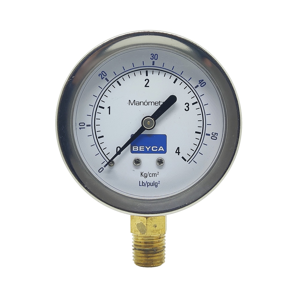 MANÓMETRO BEYCA 63MM INOX-BRONCE 0-4KG. ROSCA INF. 1/4 NPT