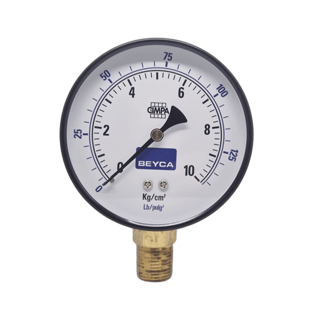 MANÓMETRO BEYCA 100MM ESTANDAR 0-10KG. ROSCA INF. 1/2 NPT