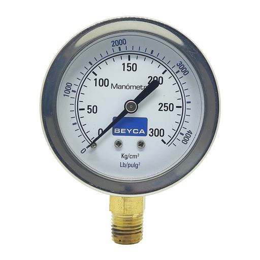 [MM2-44/300] MANÓMETRO BEYCA 63MM INOX-BRONCE 0-300KG. ROSCA INF. 1/4 NPT