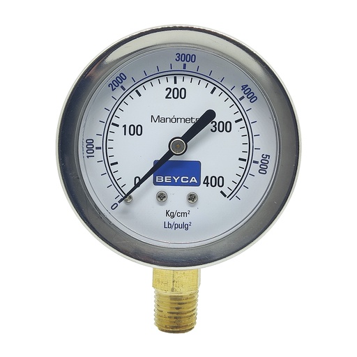 [MM2-44/400] MANÓMETRO BEYCA 63MM INOX-BRONCE 0-400KG. ROSCA INF. 1/4 NPT