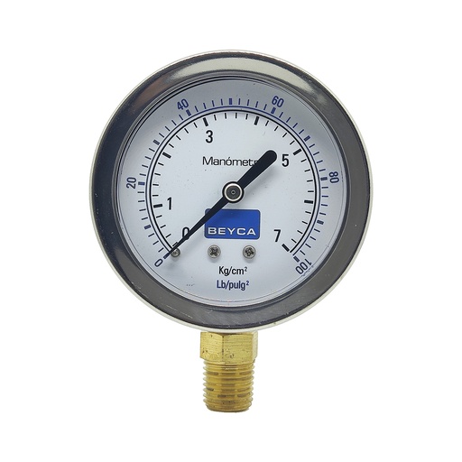 [MM2-44/7] MANÓMETRO BEYCA 63MM INOX-BRONCE 0-7KG. ROSCA INF. 1/4 NPT