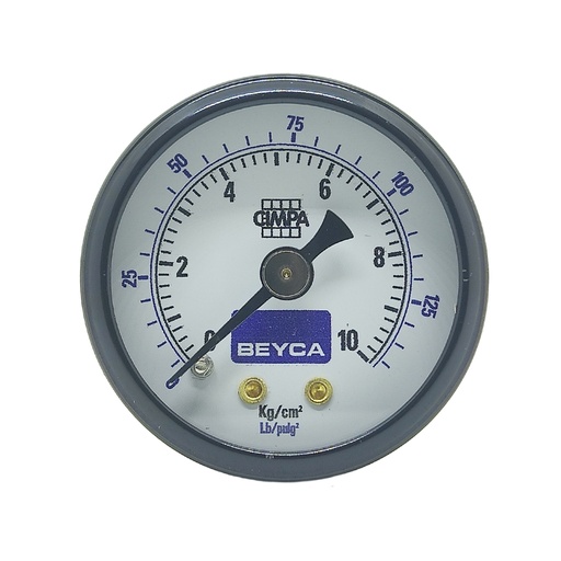 [MM40-35/10] MANÓMETRO BEYCA 40MM ESTANDAR 0-10KG. ROSCA POST. 1/8 BSPT