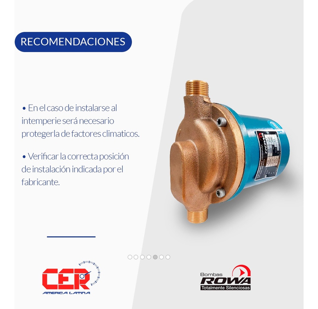 BOMBA CIRCULADORA ROWA MODELO 12/1 3V SANITARIA 220V AR