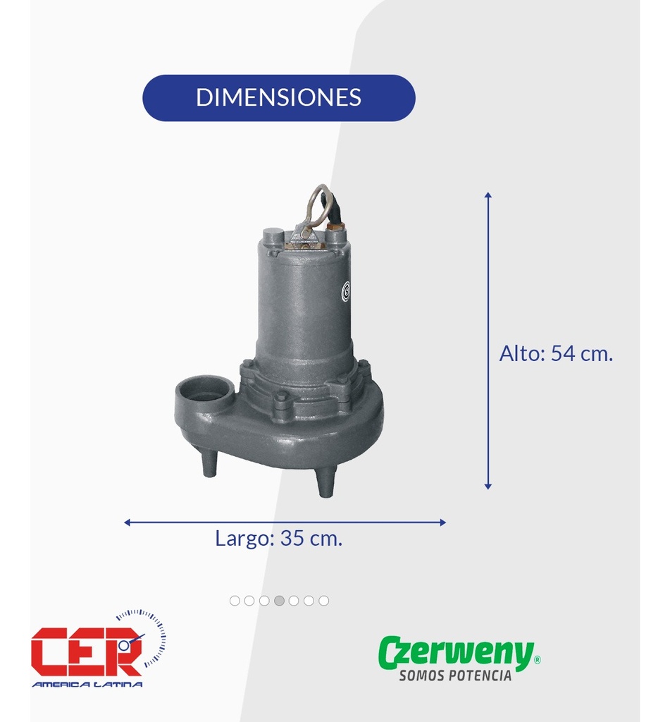 BOMBA SUMERGIBLE DE DRENAJE CLOACAL CZERWENY MODELO 80WQ2.2-4P - 3 HP - 380V