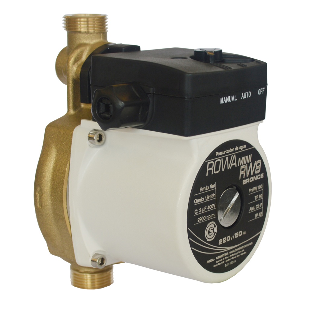 BOMBA PRESURIZADORA ROWA MODELO MINI 9 HASTA 2 CONSUMOS - TANQUE ELEVADO