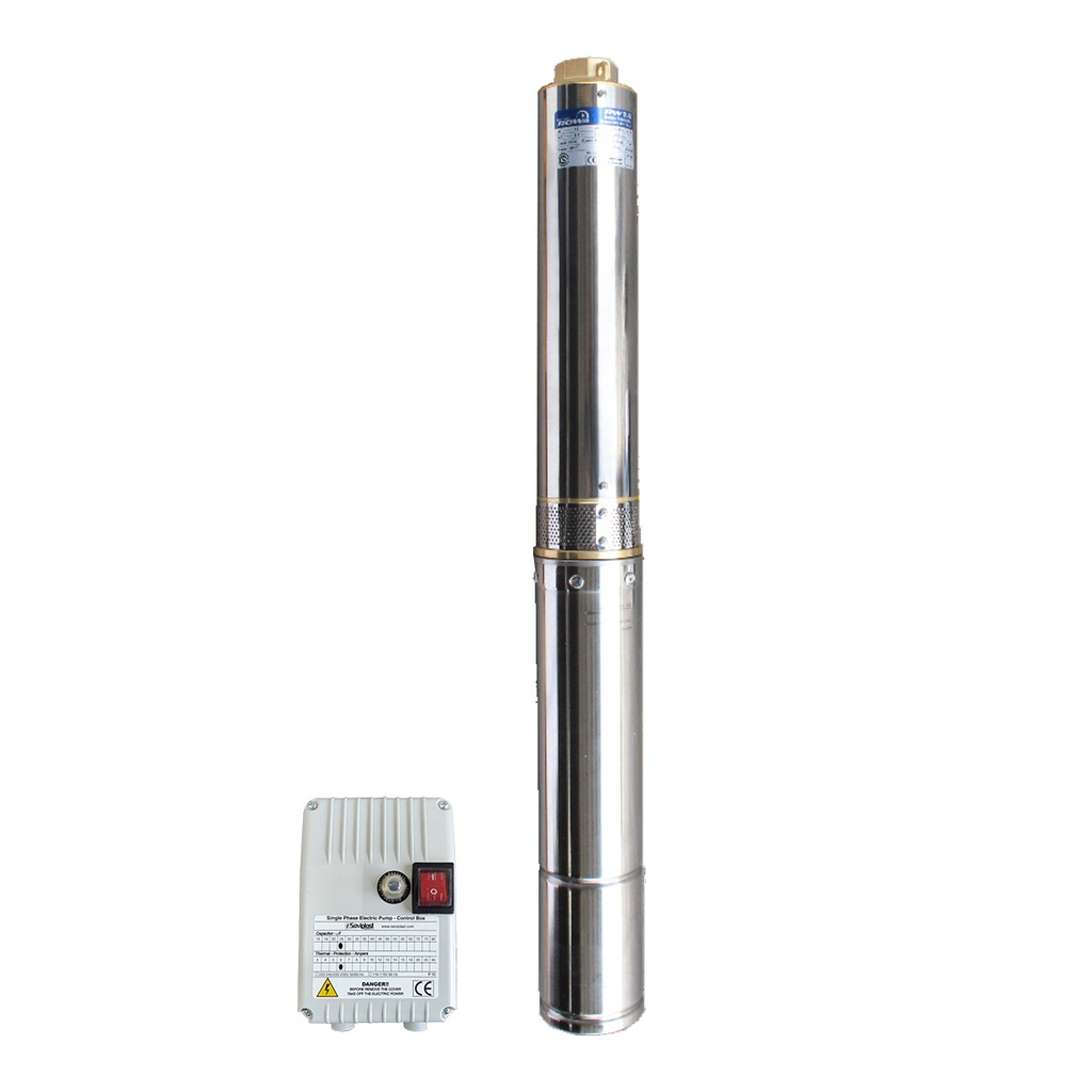 BOMBA SUMERGIBLE DE POZO ROWA 4 PULGADAS MODELO 4RW 4/12G-M CON TABLERO - 1,5 HP - 89 MTS - 220V