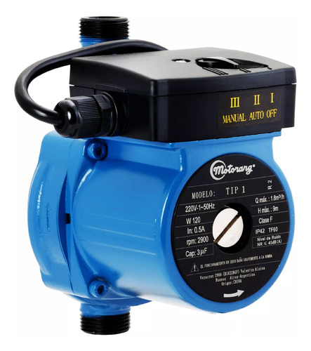 BOMBA PRESURIZADORA MOTORARG MODELO TIP 1 HASTA 2 CONSUMOS - TANQUE ELEVADO