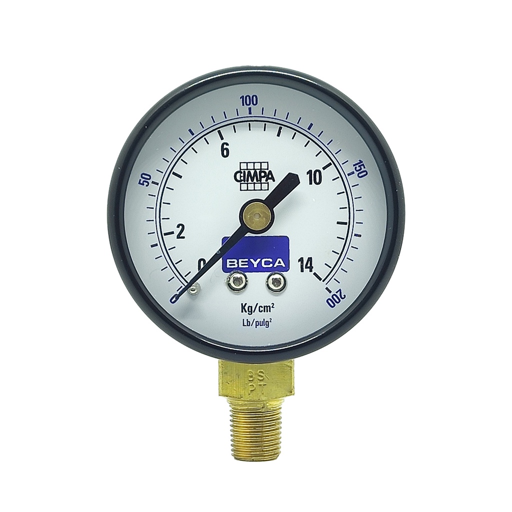 MANÓMETRO BEYCA 50MM ESTANDAR 0-14KG ROSCA INF. 1/8 BSPT