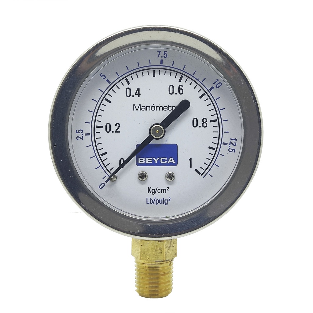 MANÓMETRO BEYCA 63MM INOX-BRONCE 0-1KG. ROSCA INF. 1/4 NPT