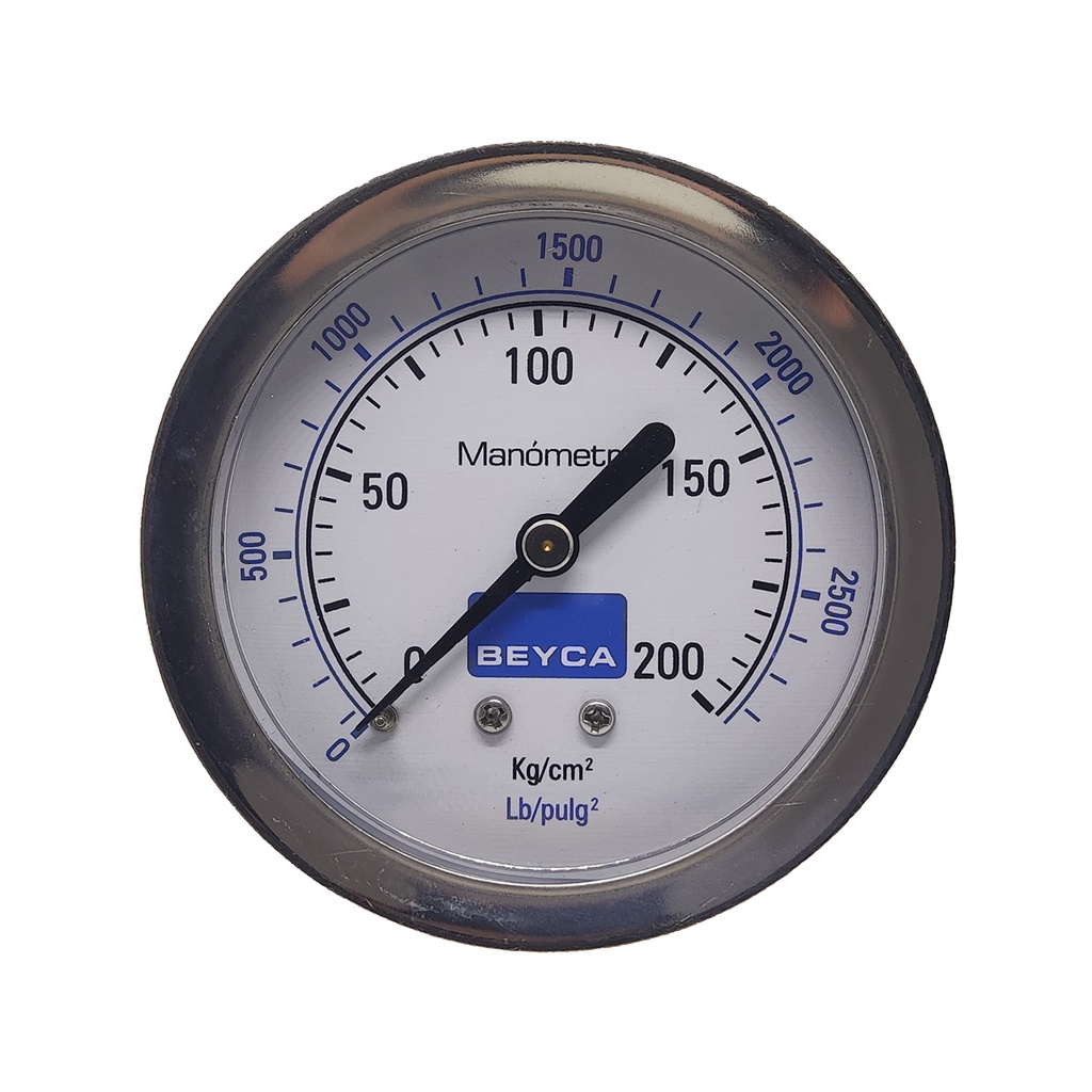 MANÓMETRO BEYCA 63MM INOX-BRONCE 0-200KG. ROSCA POST. 1/4 NPT