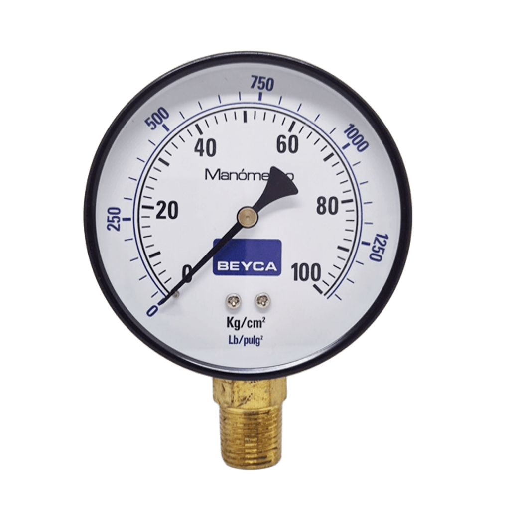 MANÓMETRO BEYCA 100MM ESTANDAR 0-100KG. ROSCA INF. 1/2 NPT