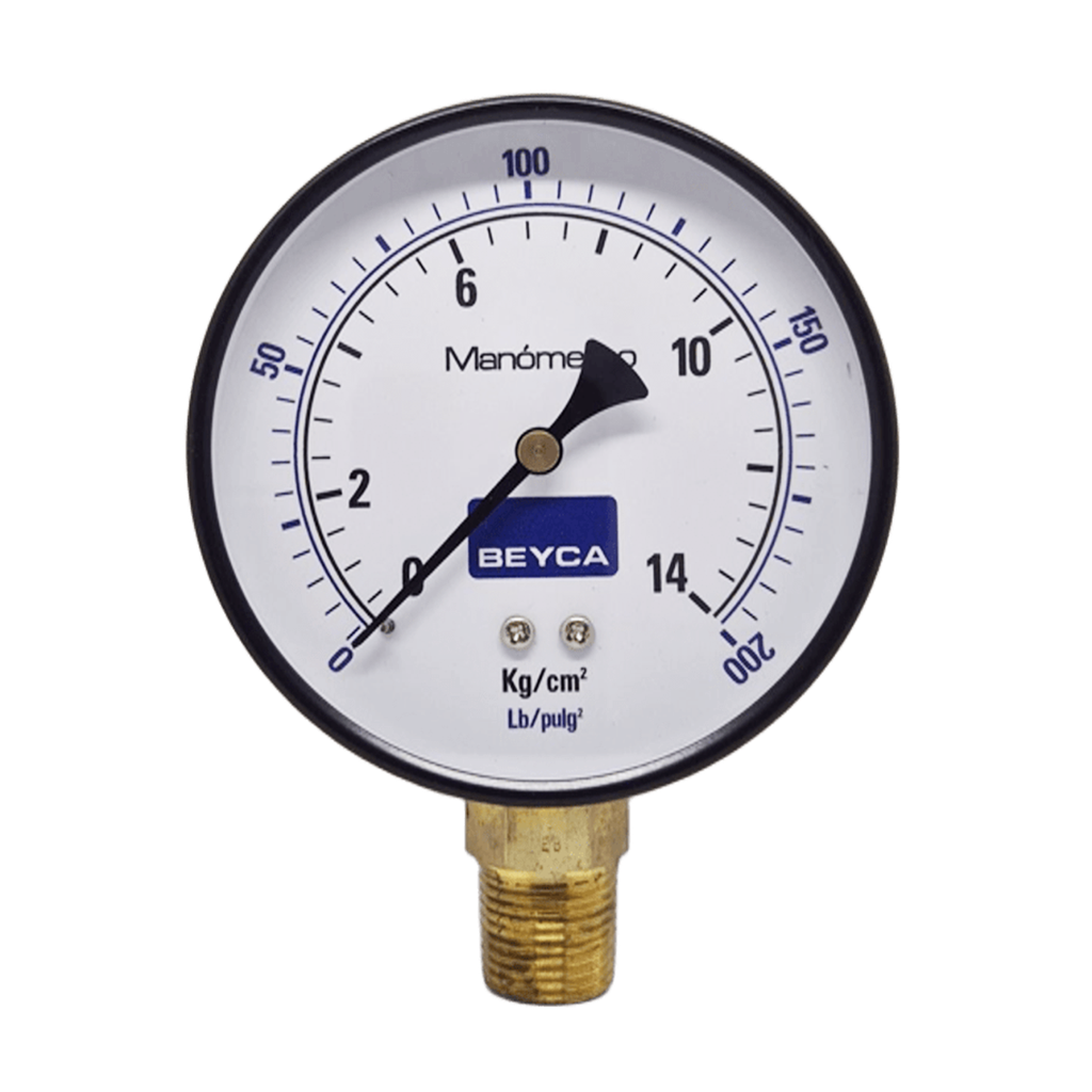 MANÓMETRO BEYCA 100MM ESTANDAR 0-14KG. ROSCA INF. 1/2 NPT