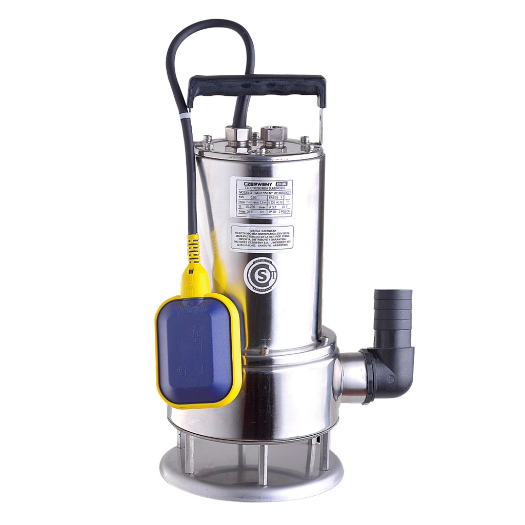 BOMBA SUMERGIBLE DE DRENAJE CLOACAL CZERWENY MODELO WQ-0.75B - 1 HP - 220V