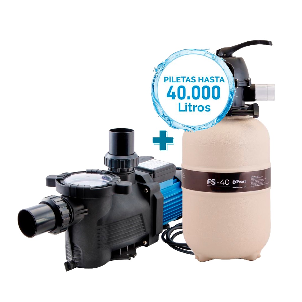 COMBO FILTRO PEARL FA-40 + BOMBA MINI POOL 33 - PISCINAS HASTA 40.000 LTS