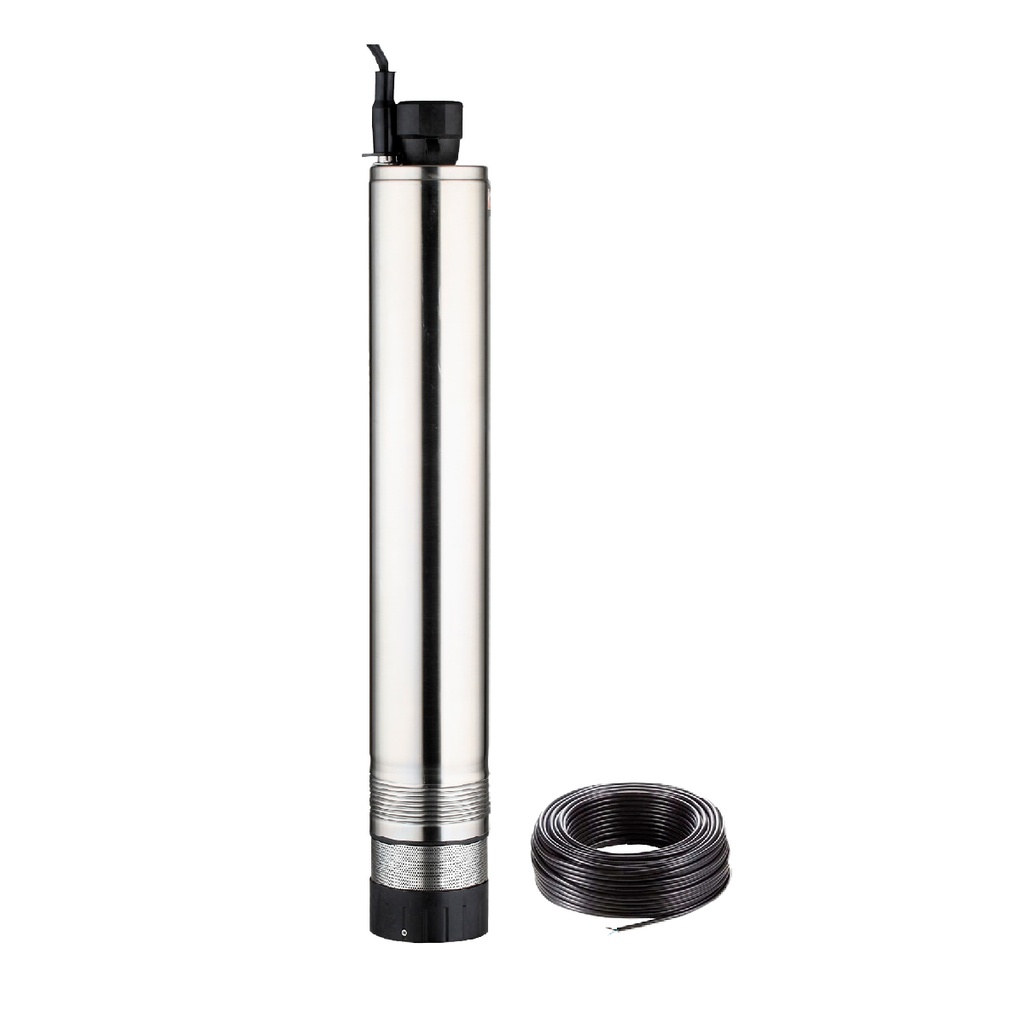 BOMBA SUMERGIBLE DE POZO/TANQUE LEO 4 PULGADAS MODELO LDW6-35-750 ARRANQUE DIRECTO - 1 HP - 35 MTS - 220V + CABLE