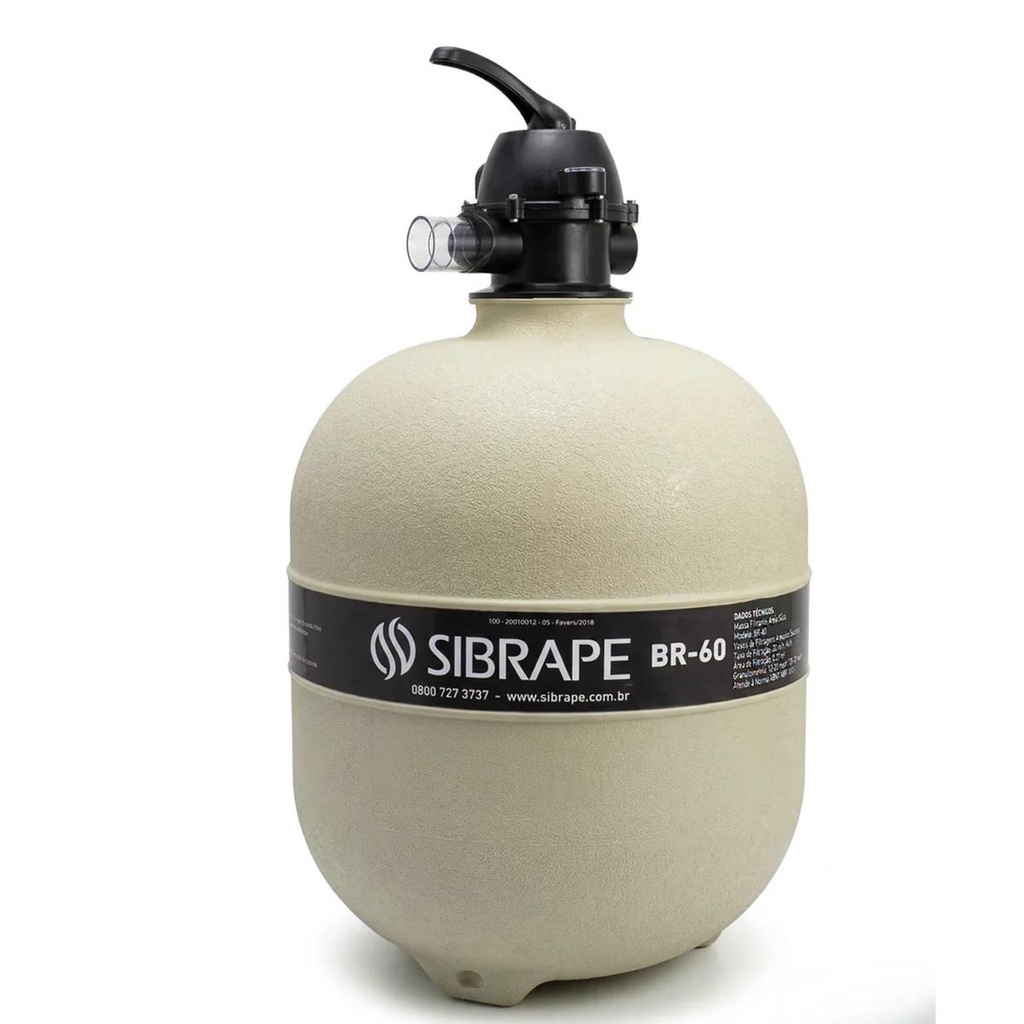 FILTRO DE PISCINA SIBRAPE MODELO BR-60 - PISCINAS HASTA 108.000 LTS - CON MANÓMETRO