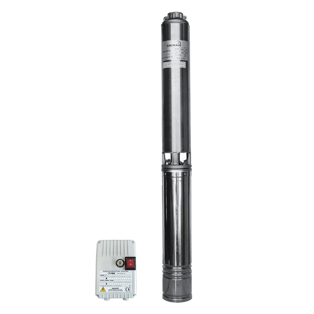 [0023-0037] BOMBA SUMERGIBLE DE POZO ROWA 4 PULGADAS MODELO 4FR050 07M/50 CON TABLERO - 0,5 HP - 41 MTS - 220V
