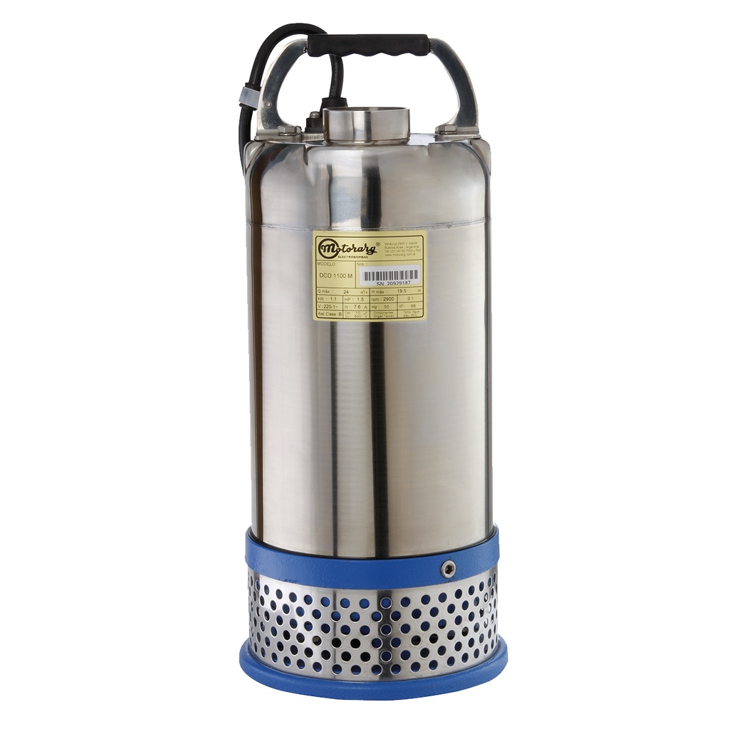 [G.DO.1.0015.M] BOMBA SUMERGIBLE DE DRENAJE MOTORARG MODELO DCO 1100 M - 1,5 HP - PARA AGUAS PLUVIALES - 220V