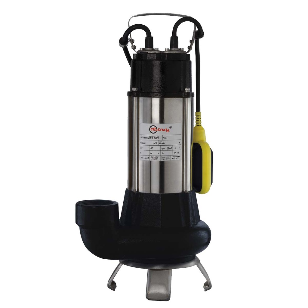 [G.DV.1.0015.M] BOMBA SUMERGIBLE DE DRENAJE CLOACAL MOTORARG MODELO DRV 1100 M - 1,5 HP - 220V