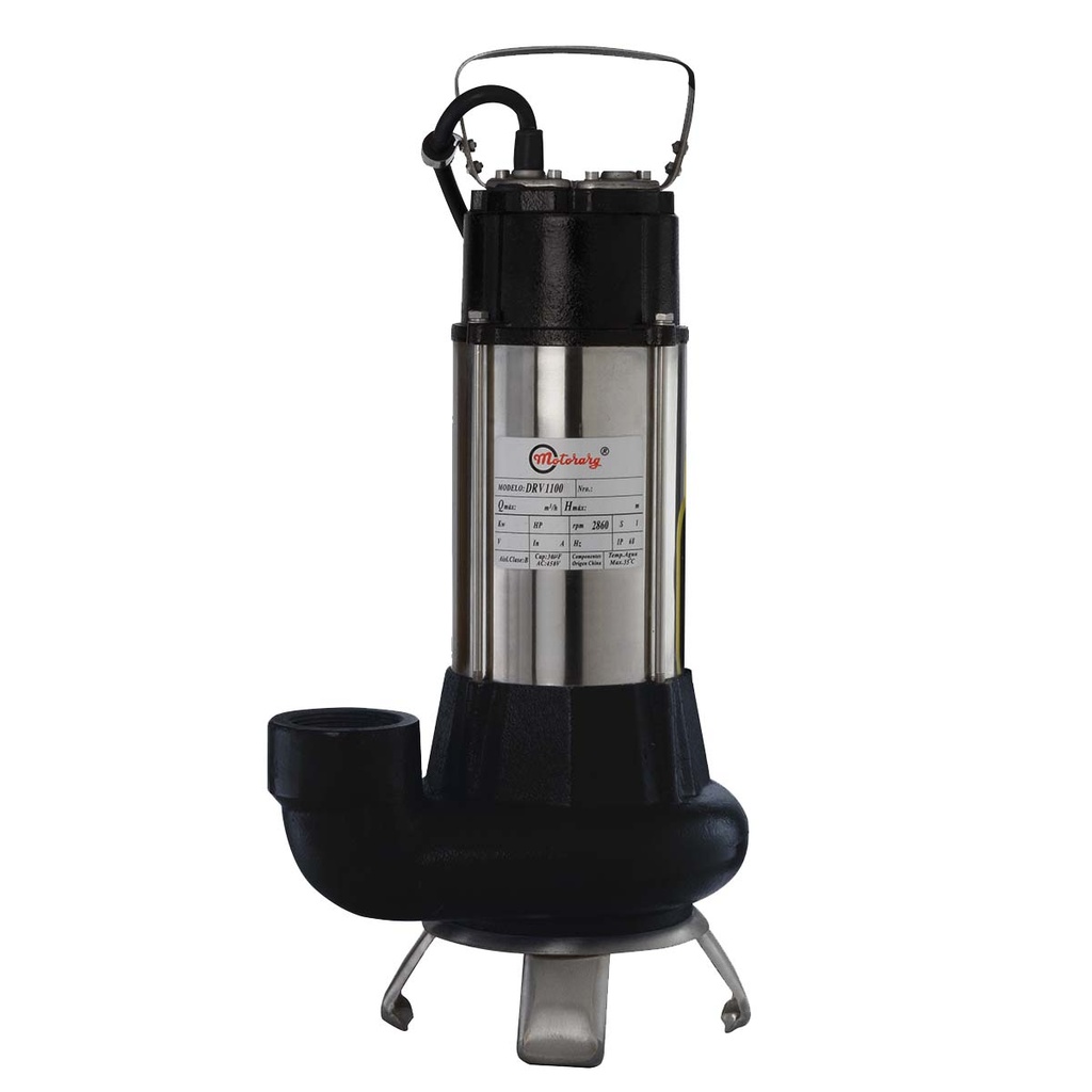 BOMBA SUMERGIBLE DE DRENAJE CLOACAL MOTORARG MODELO DRV 1100 T - 1,5 HP - 380V (DISCONTINUADA)
