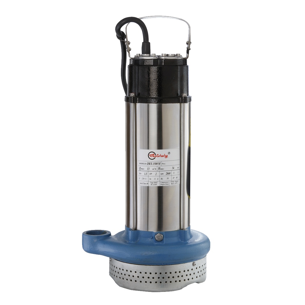 [G.DX.1.0020.T] BOMBA SUMERGIBLE DE DRENAJE MOTORARG MODELO DRX 1500 T - 2 HP - PARA AGUAS PLUVIALES - 380V