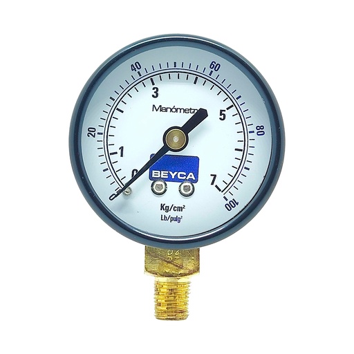 [MM1-34/7] MANÓMETRO BEYCA 50MM ESTANDAR 0-7KG ROSCA INF. 1/8 BSPT