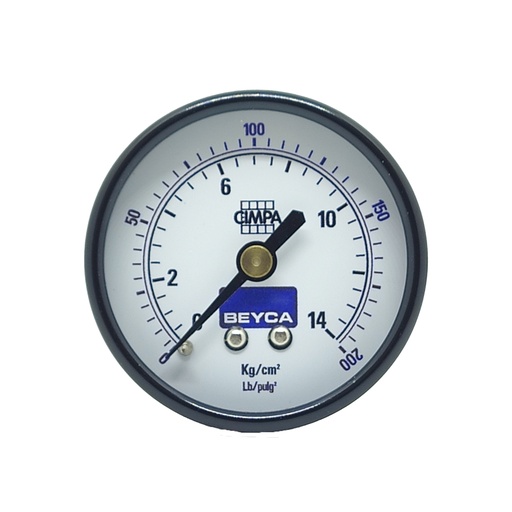 [MM1-35/14] MANÓMETRO BEYCA 50MM ESTANDAR 0-14KG ROSCA POST. 1/8 BSPT