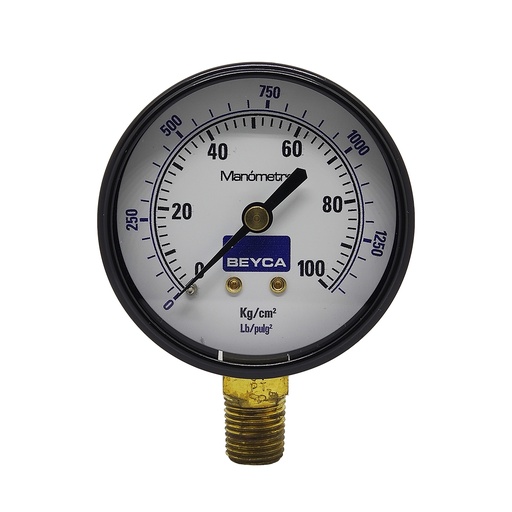 [MM2-34/100] MANÓMETRO BEYCA 63MM ESTANDAR 0-100KG ROSCA INF. 1/4 BSPT