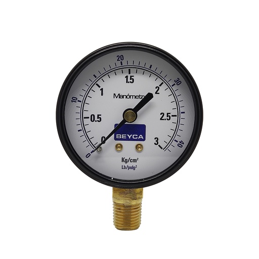 [MM2-34/3] MANÓMETRO BEYCA 63MM ESTANDAR 0-3KG ROSCA INF. 1/4 BSPT
