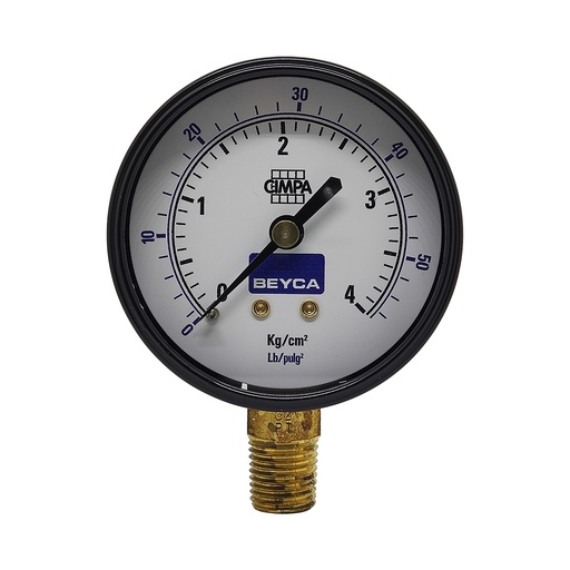 [MM2-34/4] MANÓMETRO BEYCA 63MM ESTANDAR 0-4KG ROSCA INF. 1/4 BSPT