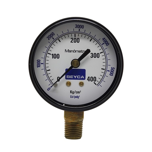 [MM2-34/400] MANÓMETRO BEYCA 63MM ESTANDAR 0-400KG ROSCA INF. 1/4 BSPT