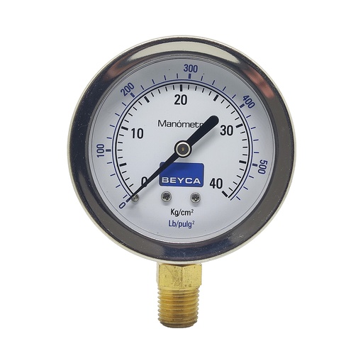 [MM2-44/40] MANÓMETRO BEYCA 63MM INOX-BRONCE 0-40KG. ROSCA INF. 1/4 NPT