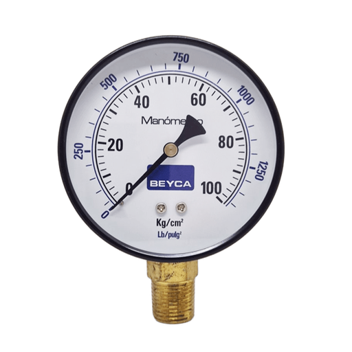 [MM4-38/100] MANÓMETRO BEYCA 100MM ESTANDAR 0-100KG. ROSCA INF. 1/2 NPT