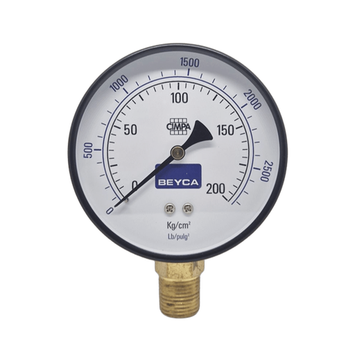 [MM4-38/200] MANÓMETRO BEYCA 100MM ESTANDAR 0-200KG. ROSCA INF. 1/2 NPT