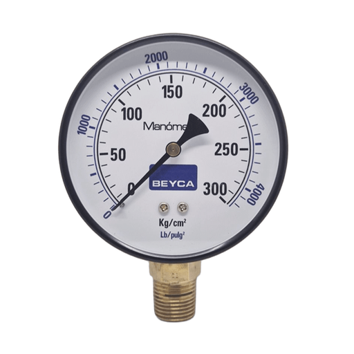 [MM4-38/300] MANÓMETRO BEYCA 100MM ESTANDAR 0-300KG. ROSCA INF. 1/2 NPT