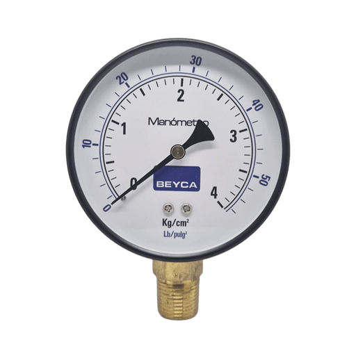 [MM4-38/4] MANÓMETRO BEYCA 100MM ESTANDAR 0-4KG. ROSCA INF. 1/2 NPT