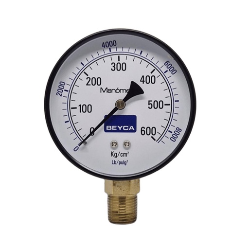 [MM4-38/600] MANÓMETRO BEYCA 100MM ESTANDAR 0-600KG. ROSCA INF. 1/2 NPT