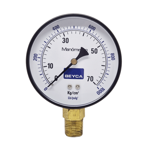 [MM4-38/70] MANÓMETRO BEYCA 100MM ESTANDAR 0-70KG. ROSCA INF. 1/2 NPT