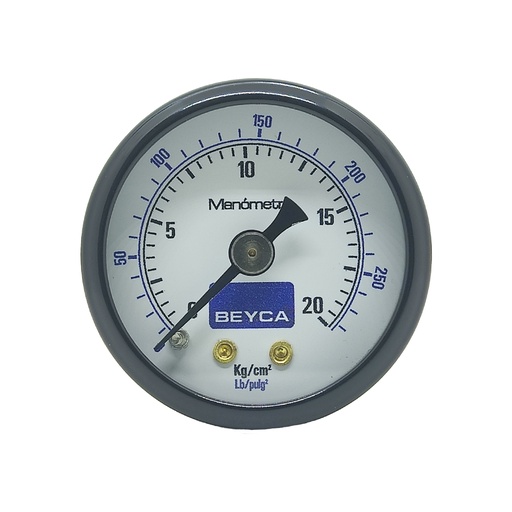 [MM40-35/20] MANÓMETRO BEYCA 40MM ESTANDAR 0-20KG. ROSCA POST. 1/8 BSPT
