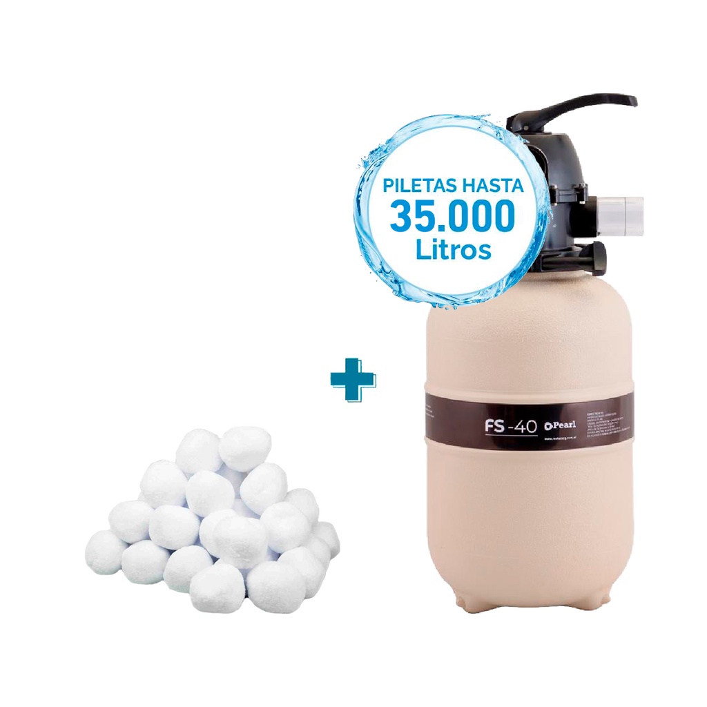 [FS40CONCARGA] COMBO FILTRO PEARL FS-40 + CARGA FILTRANTE - PISCINAS HASTA 35.000 LTS