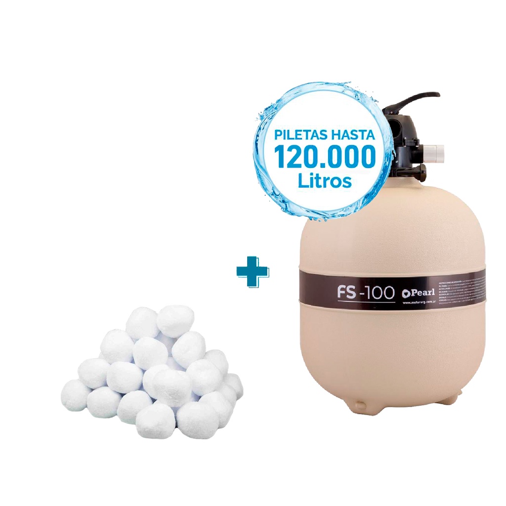[FS100CONCARGA] COMBO FILTRO PEARL FS-100 + CARGA FILTRANTE - PISCINAS HASTA 120.000 LTS