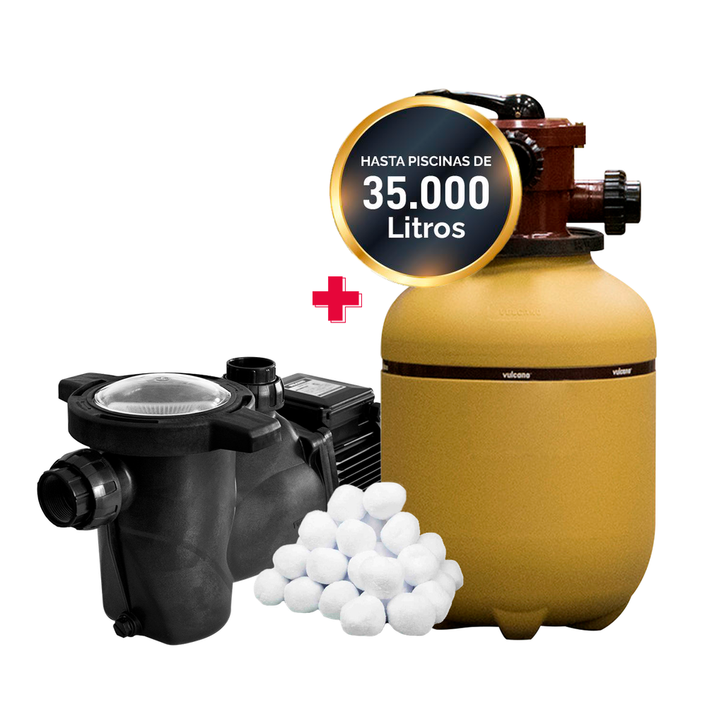 [BAP033CONVC20CONCARGA] COMBO VULCANO BOMBA BAP 033 + FILTRO VC 20 + CARGA FILTRANTE - PISCINAS HASTA 35.000 LTS