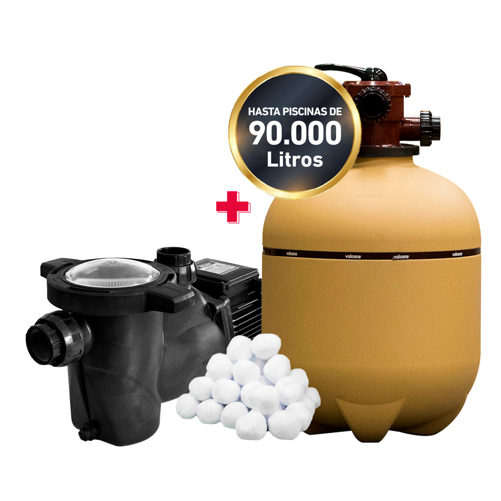 [BAP075CONVC50CONCARGA] COMBO VULCANO BOMBA BAP 075 + FILTRO VC 50 + CARGA FILTRANTE - PISCINAS HASTA 90.000 LTS