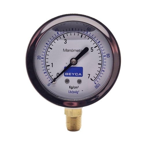 [MM2-44/7CONBG] MANÓMETRO BEYCA 63MM INOX-BRONCE 0-7KG. ROSCA INF. 1/4 NPT CON GLICERINA
