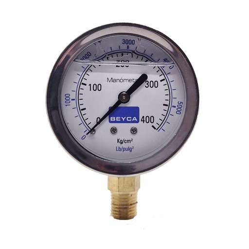 [MM2-44/400CONBG] MANÓMETRO BEYCA 63MM INOX-BRONCE 0-400KG. ROSCA INF. 1/4 NPT CON GLICERINA